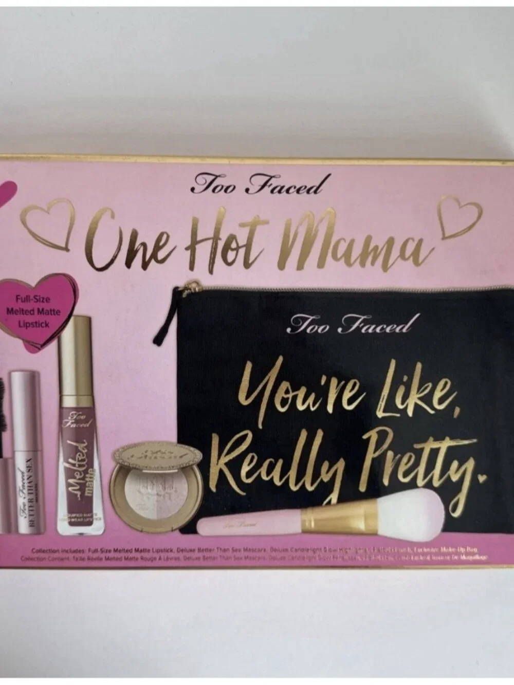 Too Faced Limited Edition 5-Pc. One Hot Mama Set with Pouch New In Box Queen‎ B
